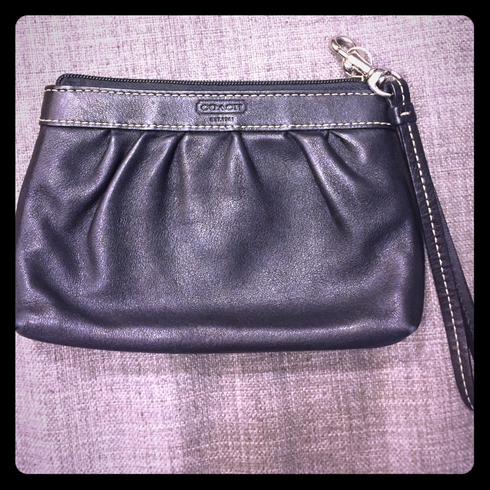 Coach black leather wristlet