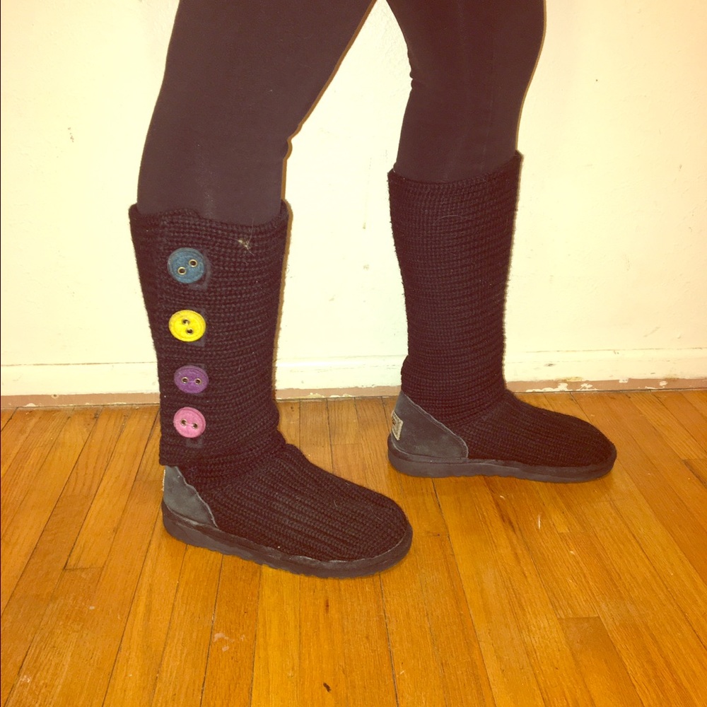 BLACK CROCHET WOMENS UGG BOOTS