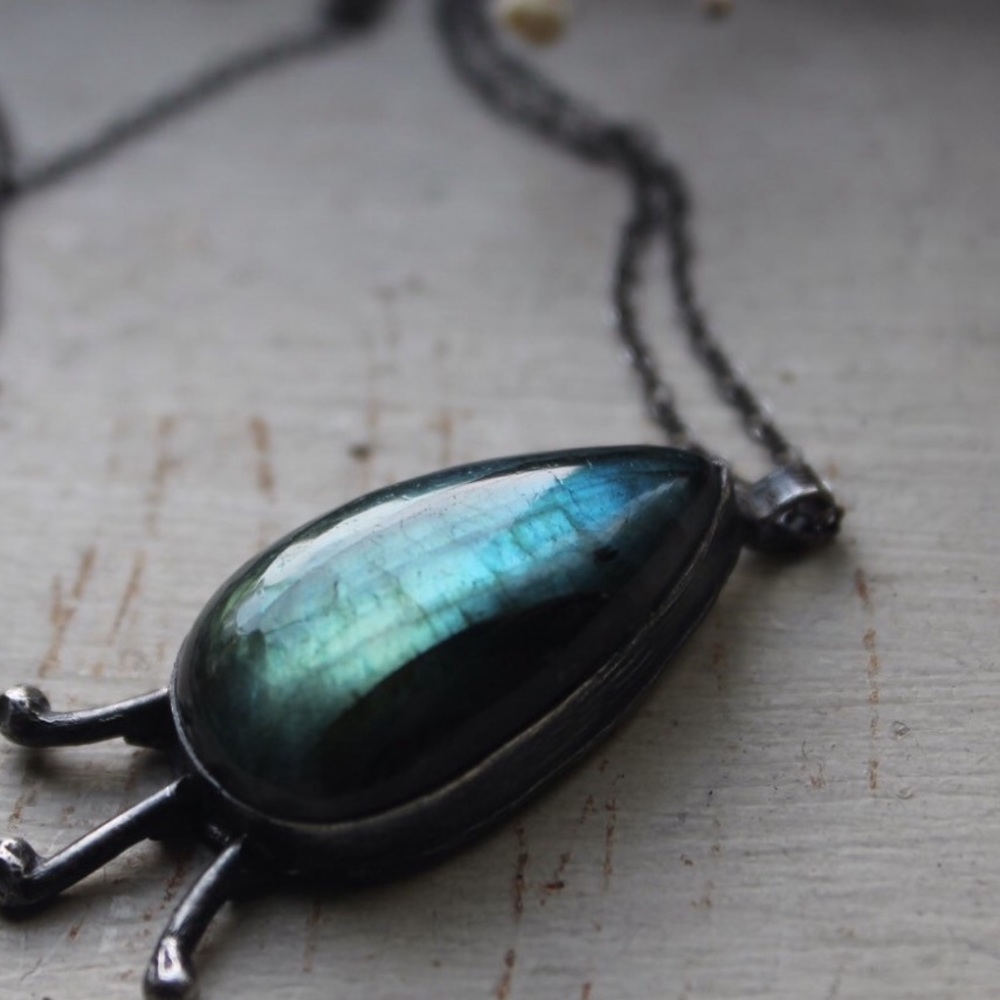 Fire Shine Sterling Silver Labradorite Necklace