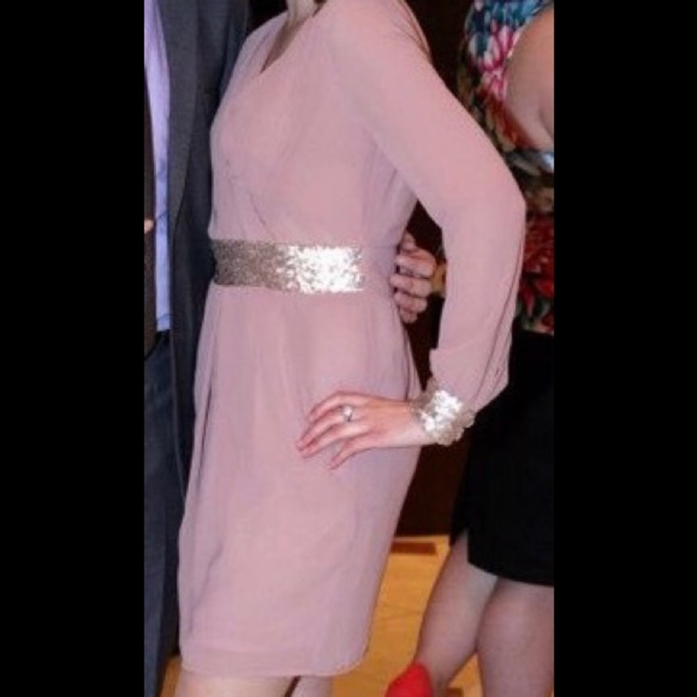 Blush pink with gold trimmed sleeves