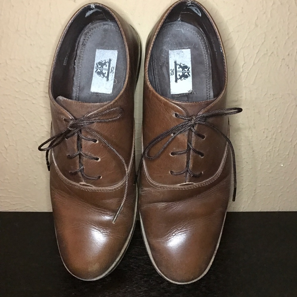 Brown derby dress shoes