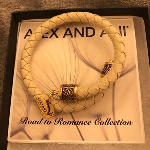 Alex and Ani powder braided leather wrap bracelet