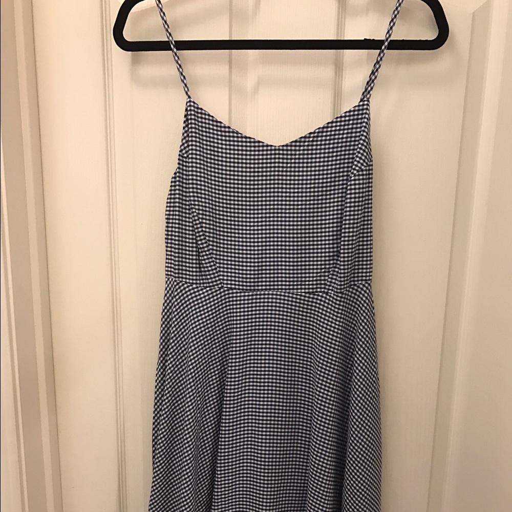 Blue and white gingham dress