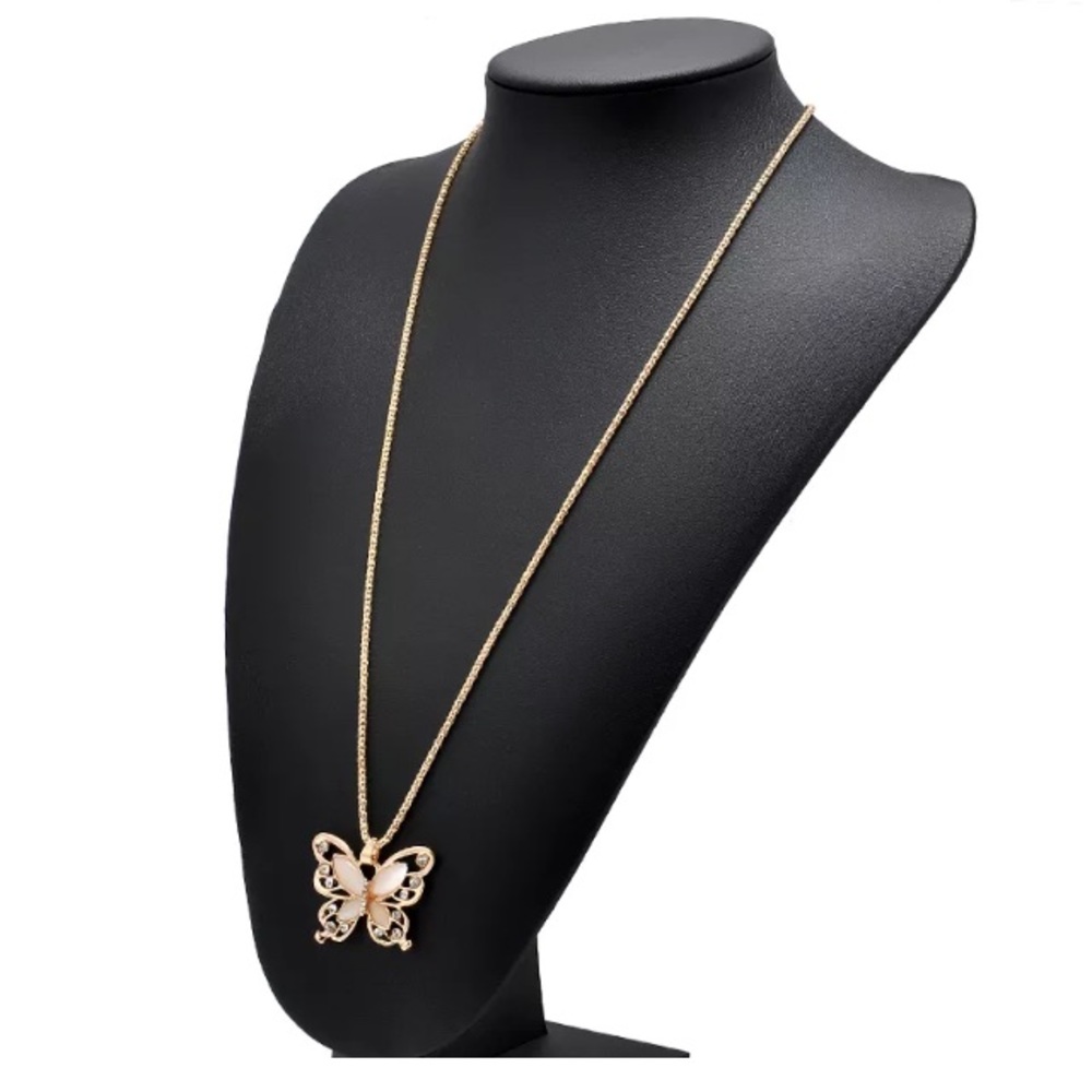 New Rose Gold & Opal Butterfly Pendant & Necklace - Picture 3 of 4