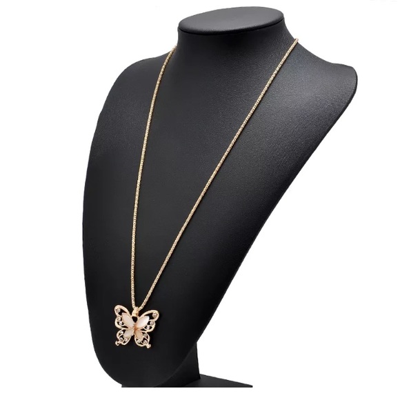 New Rose Gold & Opal Butterfly Pendant & Necklace - Picture 3 of 4