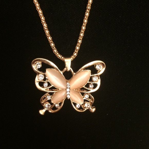 New Rose Gold & Opal Butterfly Pendant & Necklace - Picture 4 of 4