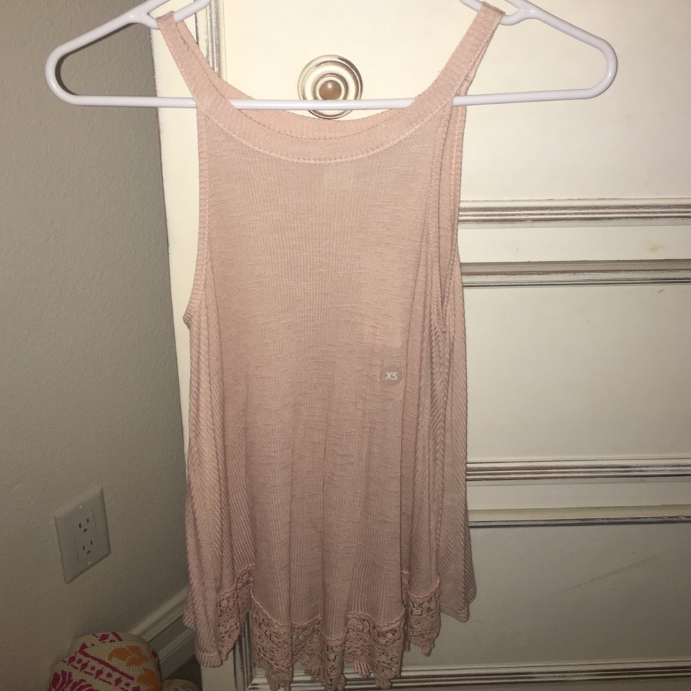 Pacsun pink high neck lace tank top