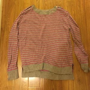 gray and pink stripe sweater