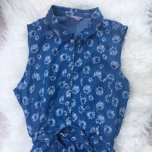 Topshop Floral Denim Dress