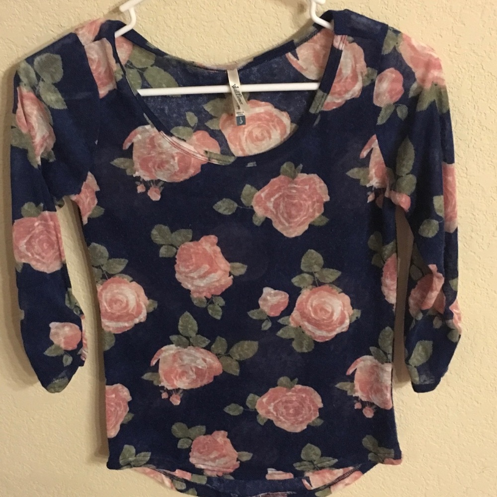 Navy & Rose Sheer Top