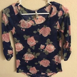 Navy & Rose Sheer Top