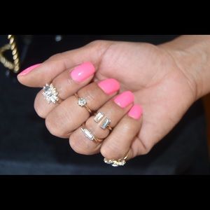 5 pcs Trendy midi Rings with Stones