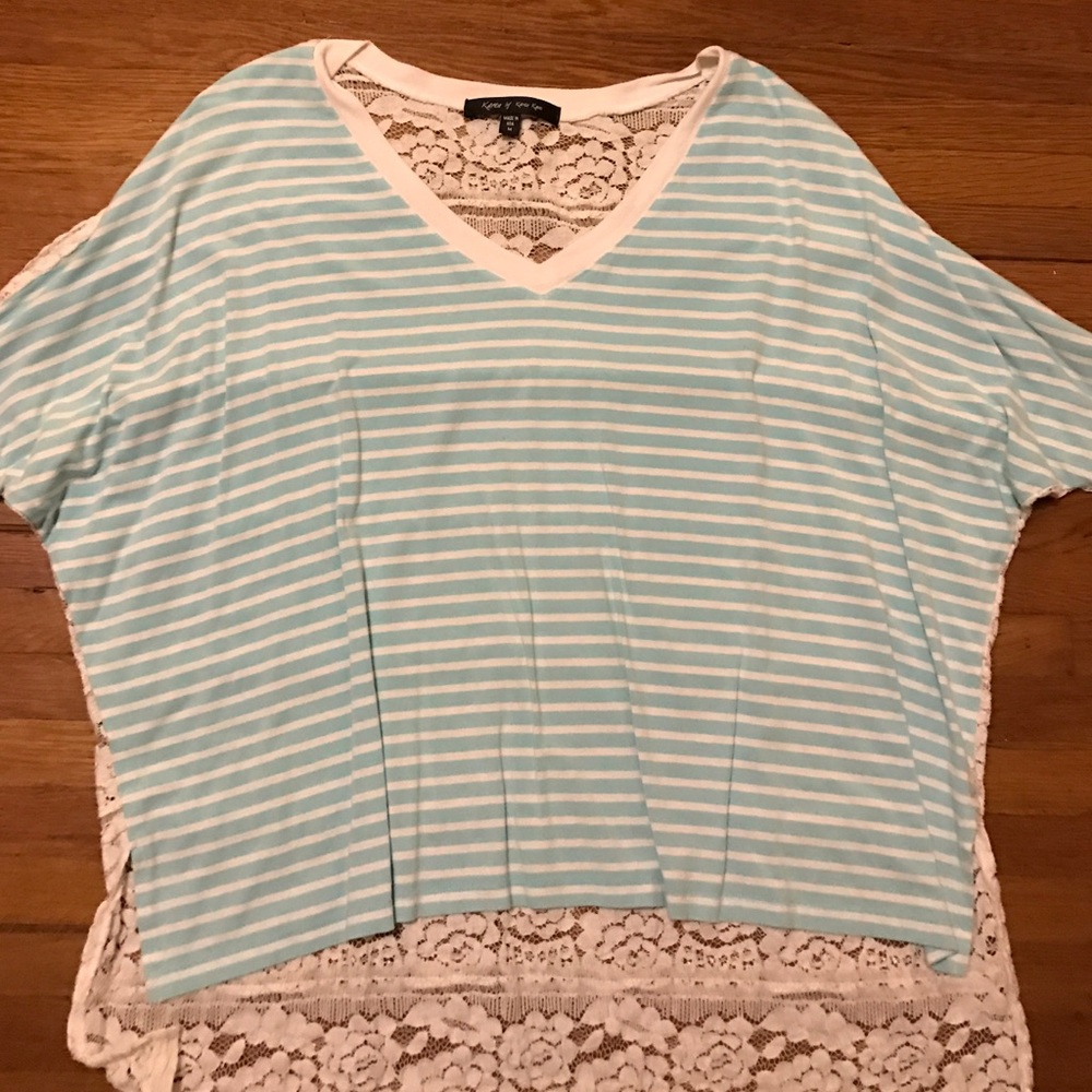 Karen Kane striped lace back top