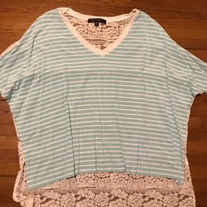 Karen Kane striped lace back top