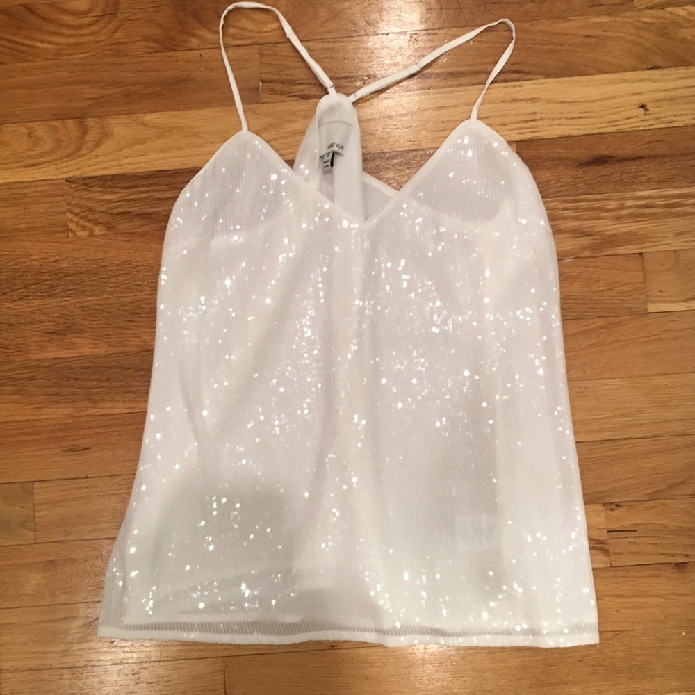 Greylin brand new White sequin razorback tank