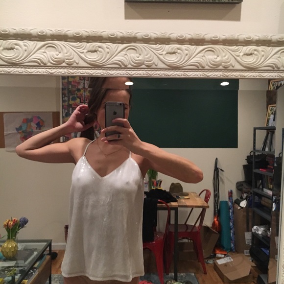 Greylin brand new White sequin razorback tank - Picture 2 of 4