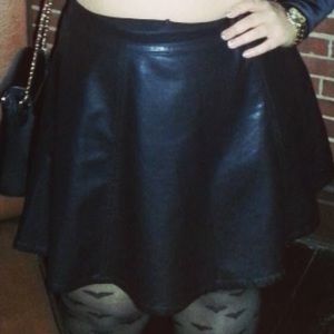 Faux Leather Skater Skirt
