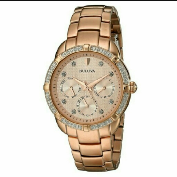 NWT Bulova diamond rose gold watch