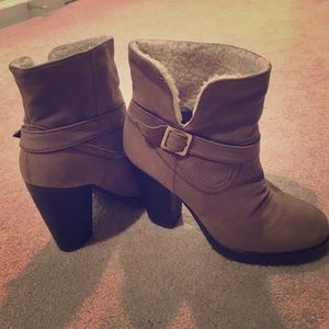 Tan heeled booties