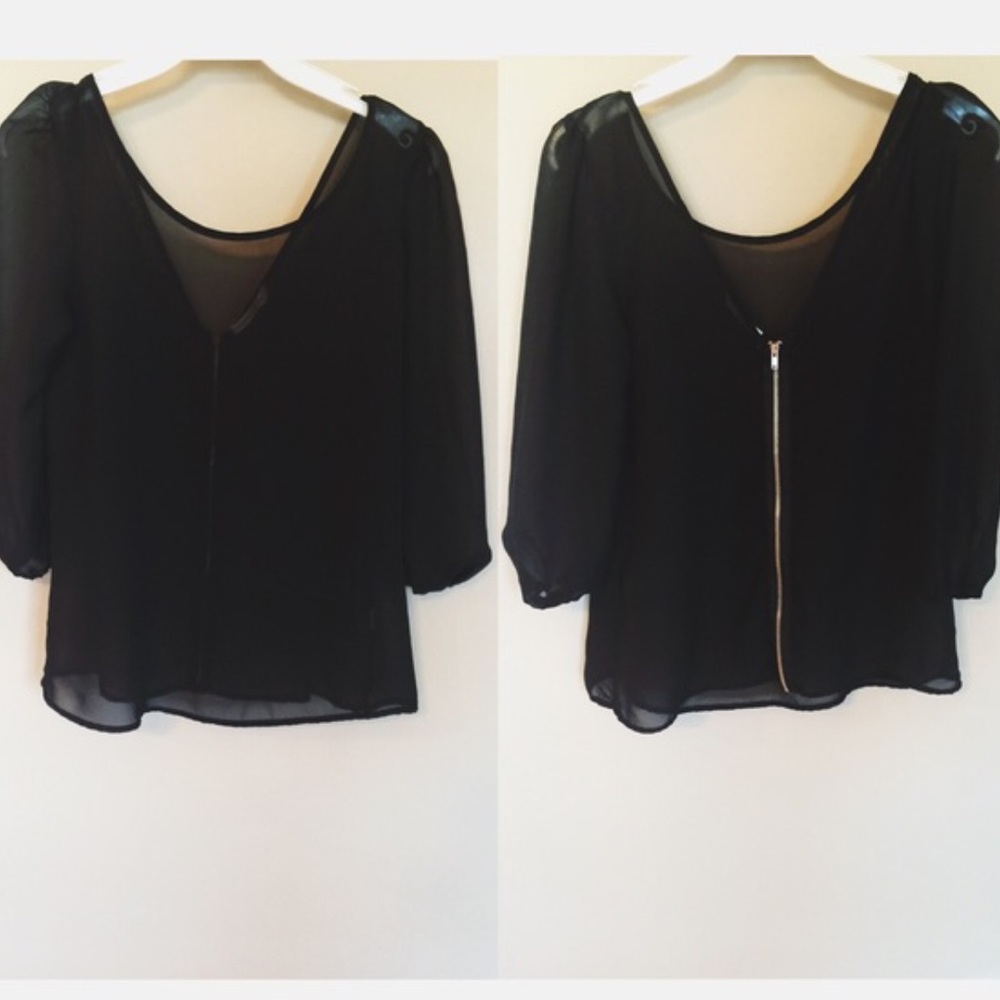 Black Zip-up back top