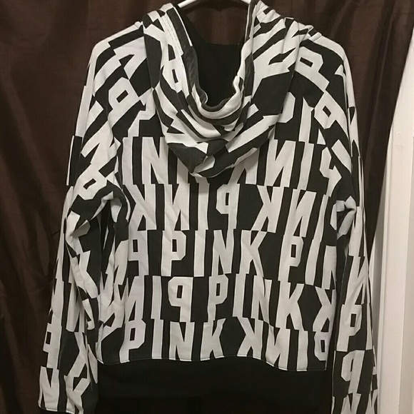Black and white victoria secret zip up hoodie - Picture 3 of 4