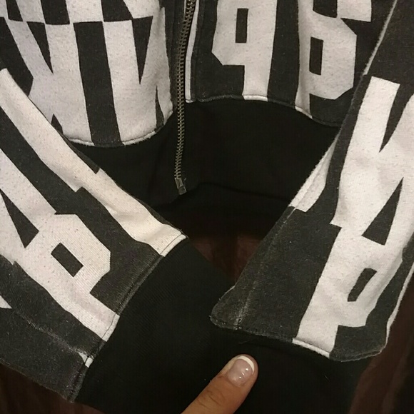 Black and white victoria secret zip up hoodie - Picture 4 of 4