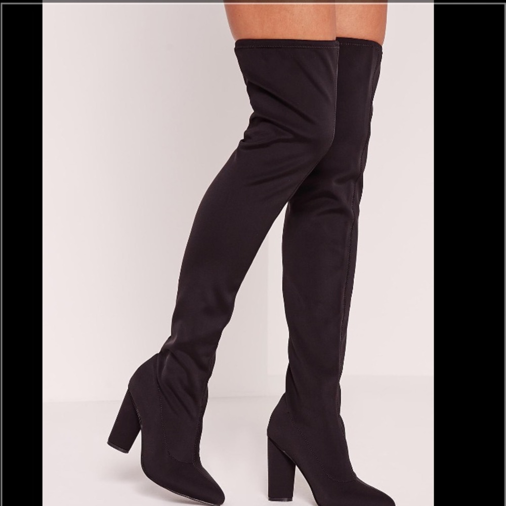 Neoprene over the knee sock boots black