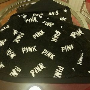 All Black Pink Fur Hoodie