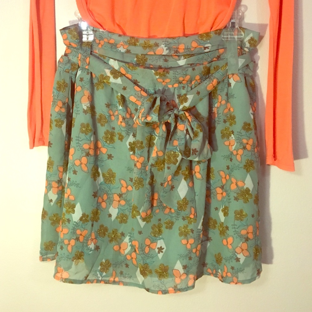 Sea foam green floral skirt