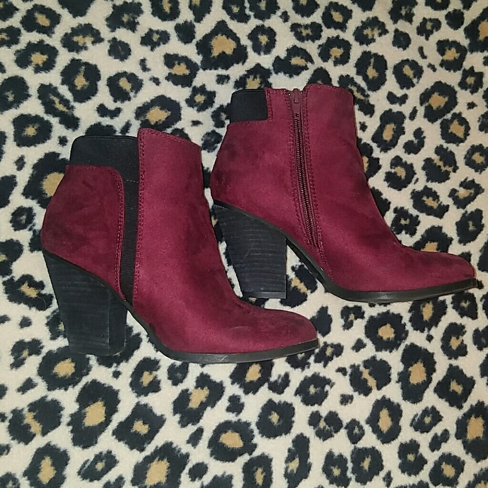 Burgundy booties