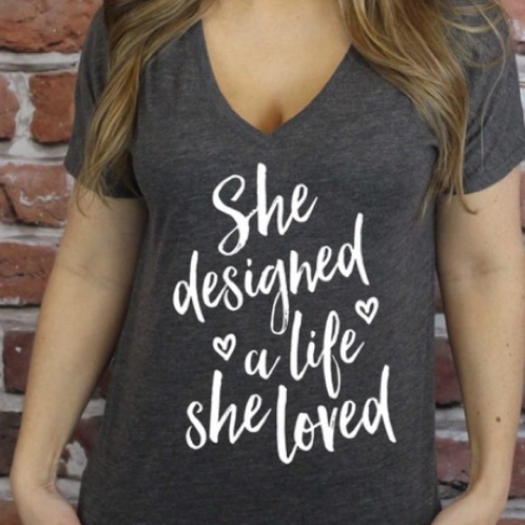 S-XL Love your life v neck tee - Picture 4 of 5