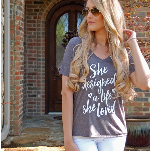 S-XL Love your life v neck tee - Picture 2 of 5