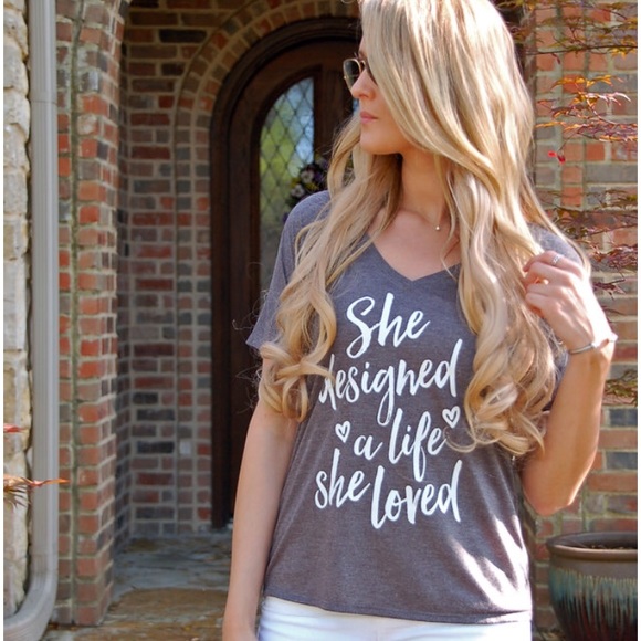 S-XL Love your life v neck tee - Picture 3 of 5