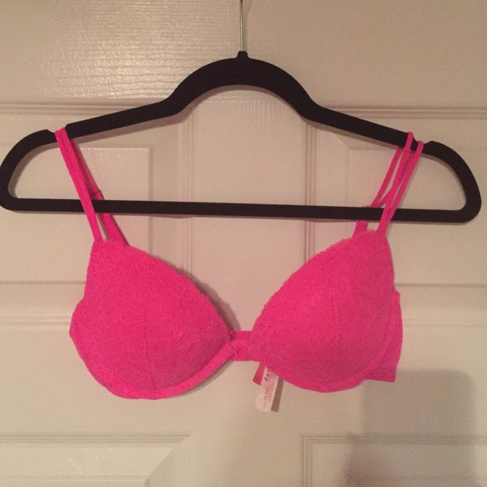 Hot pink lace VS push up bra