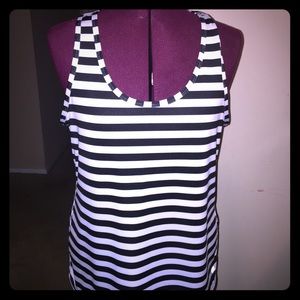 GapFit Factory, Black/White Striped Racer Tank, L