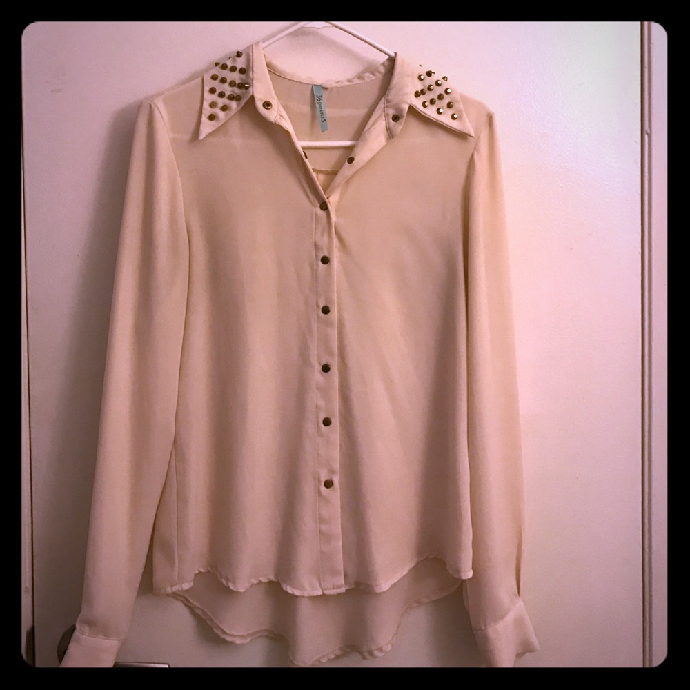 Studded cream dress shirt