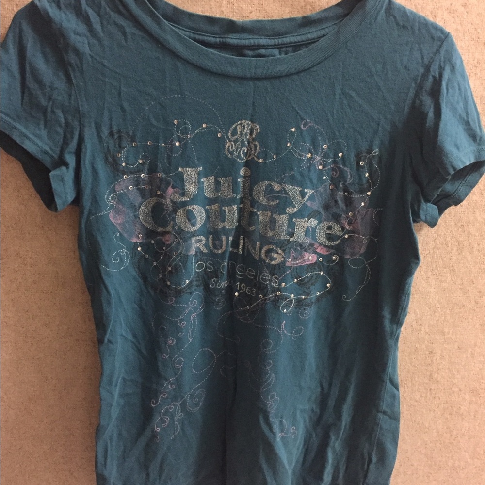 Teal Juicy Couture crystallized short sleeve