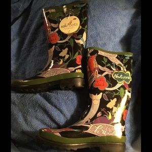 Sakroots Rain Boots | Black Peace Print | New