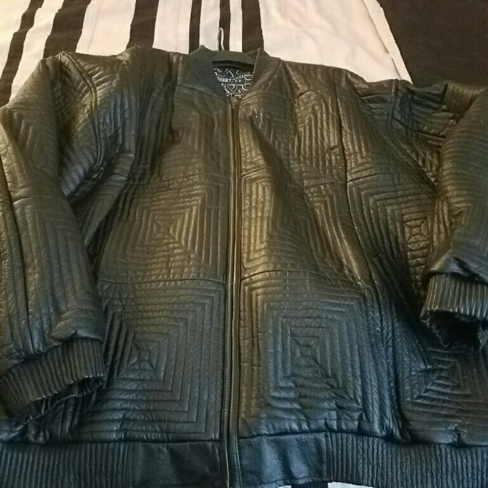 Black leather coat
