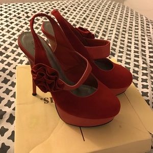 Red platform heels