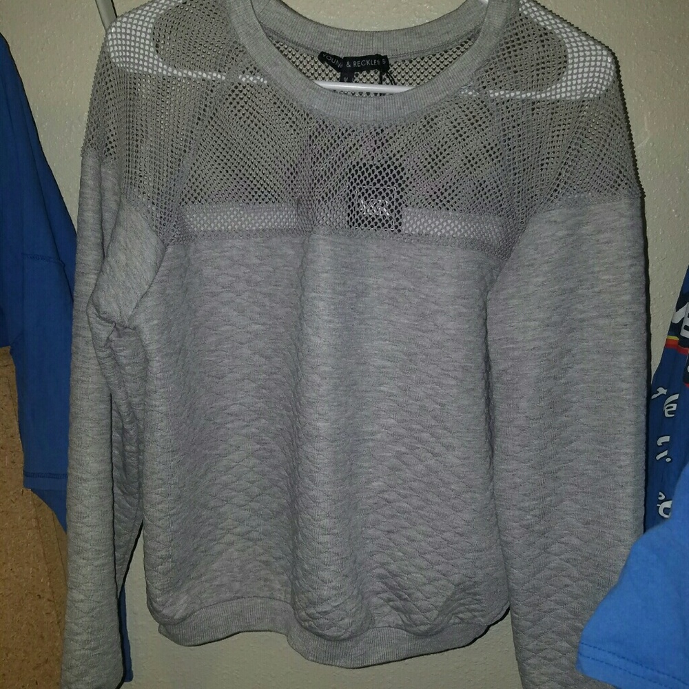 Young&Reckless Grey Mesh Sweater