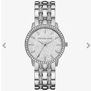 Brand NWOT MK Nini Pave Silver-Tone Watch