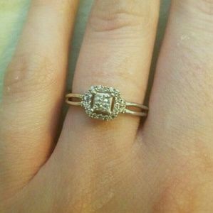 Real 10k White Gold Promise Diamond Ring