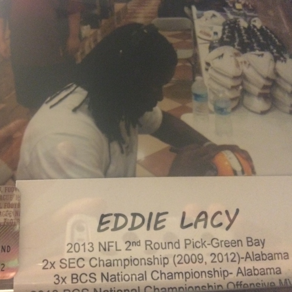 Eddie a Lacy autograph helmet