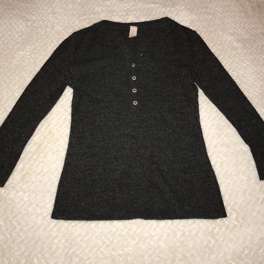 Dark grey Free People button up sweater shirt.