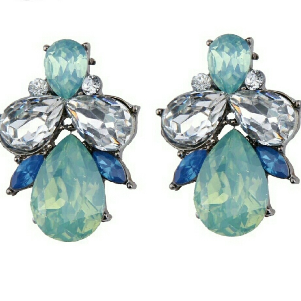 New Aqua Crystal Bohemian Stud Earring