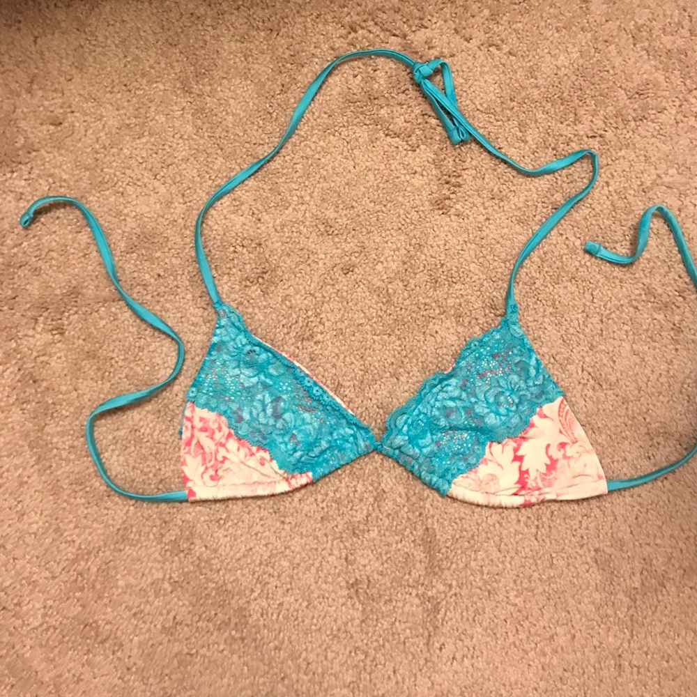 Blue and Pink beach Bunny bikini top