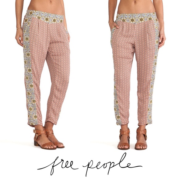 Free People Pants - NWT Free People Easy Pleat Printed Pants Red Multi