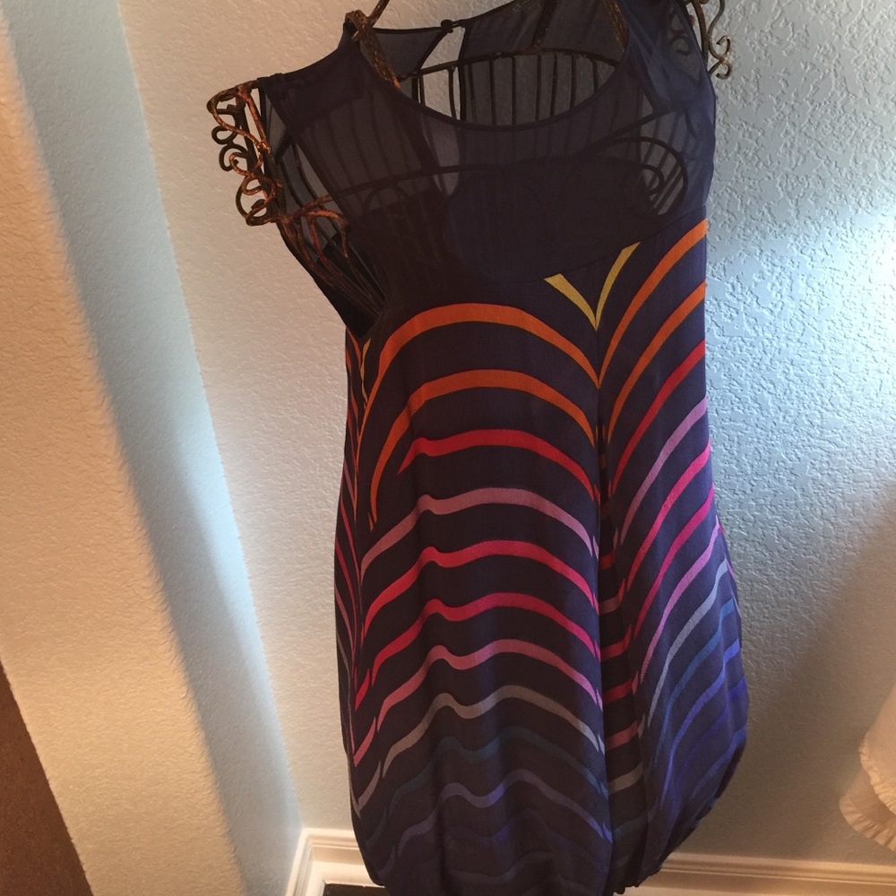 Armani Exchange gorgeous dress, navy & rainbow,Sz2