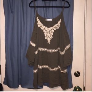 NWT Olive green cold shoulder top